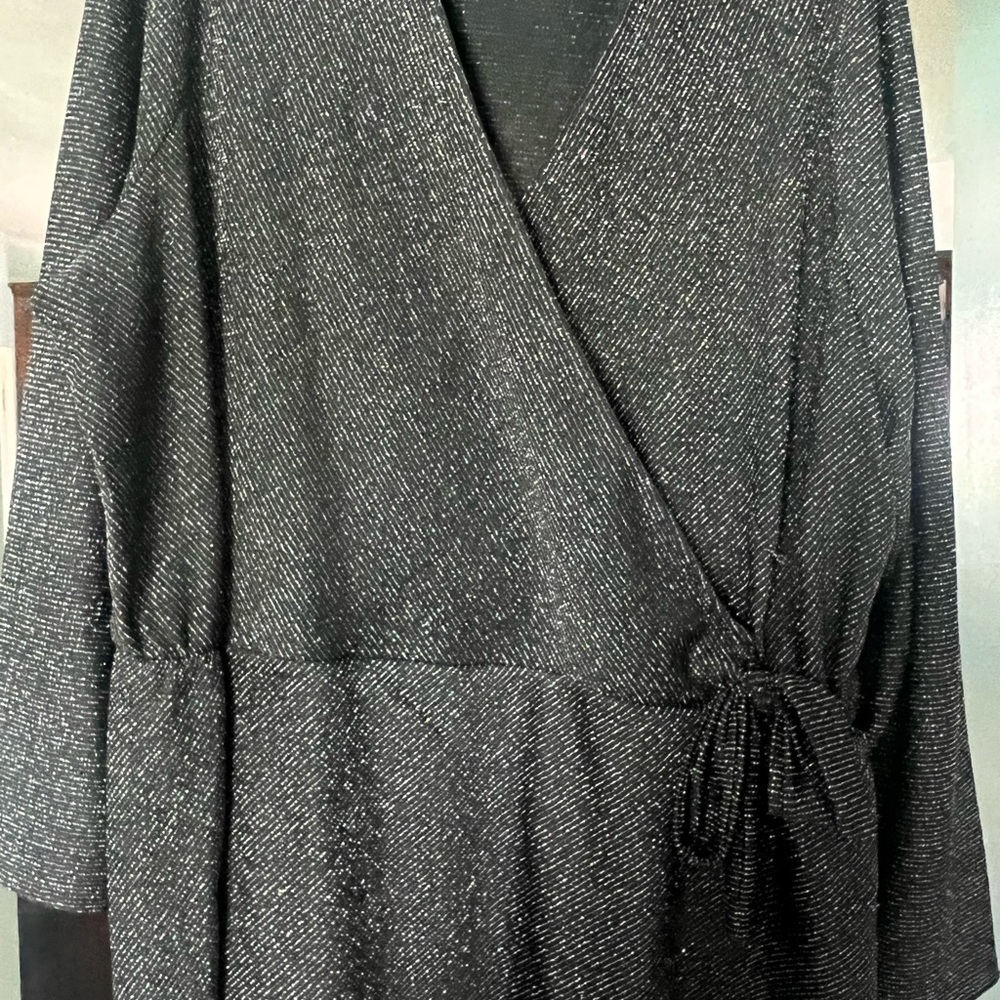 Shimmering Faux Wrap Blouse - Picture 2 of 3